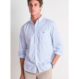 Vineyard Vines Men Cotton Blue Pinstripe Classic Fit Button Up LS Whale Shirt XL